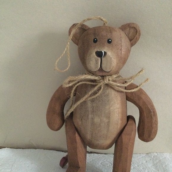 wooden bear ornament figurine hanging decor made in China - Picture 1 of 9
